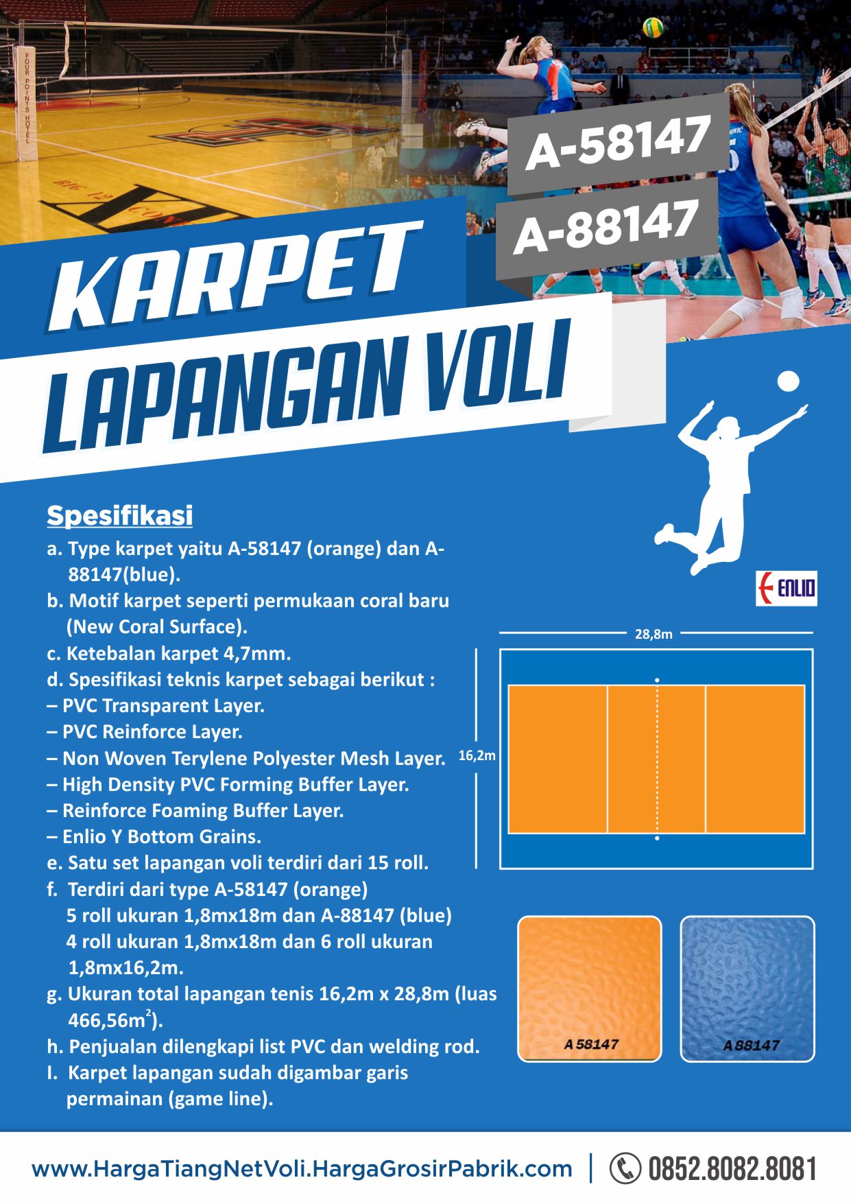 pabrik karpet lapangan voli a58147 a88147