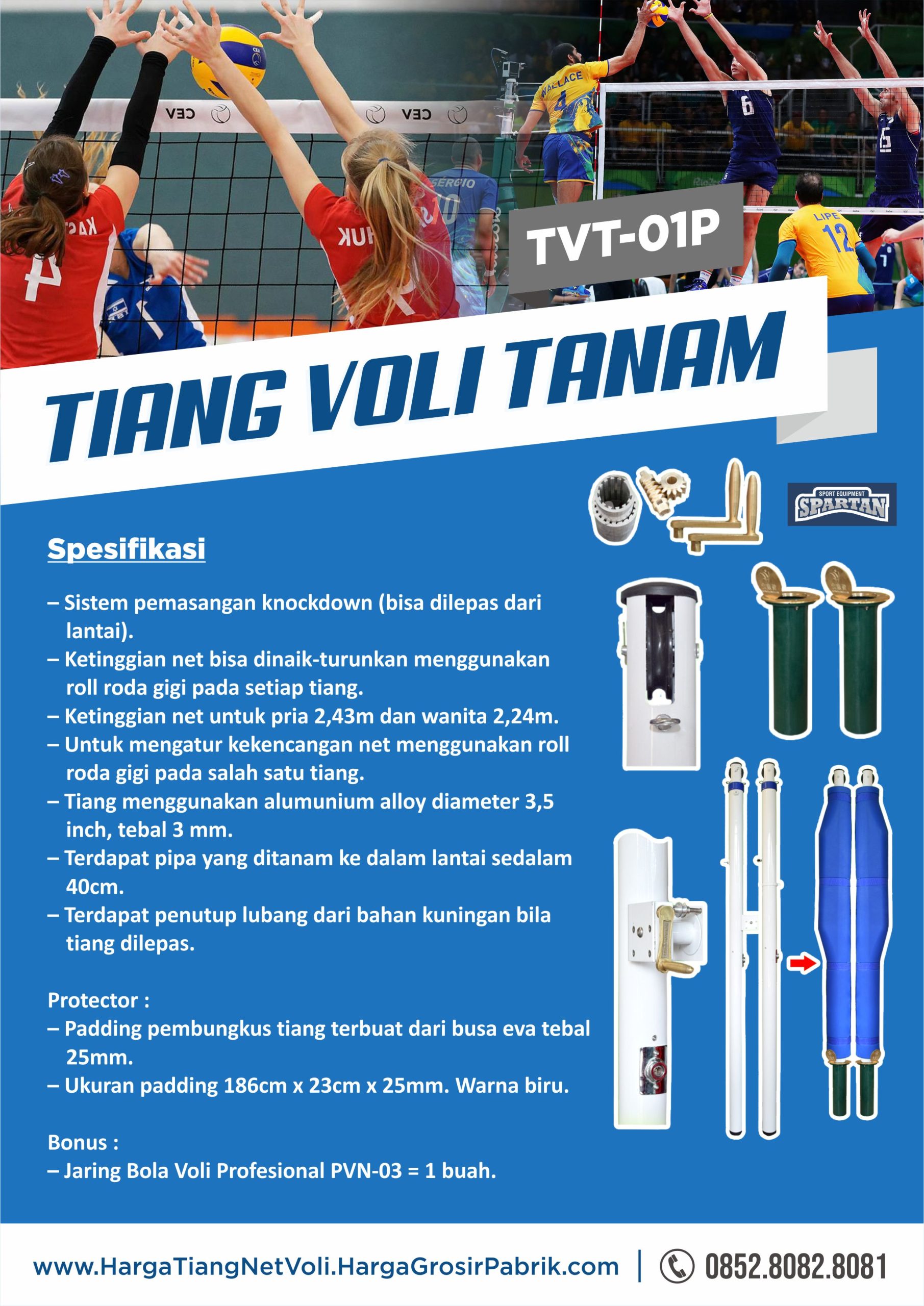 pabrik tiang voli tanam tvt 01p